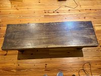 Top view of rectangular rustic wood bench / table