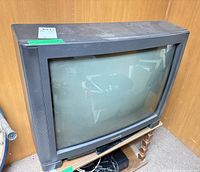 Front view of Panasonic CRT TV showing screen and cabinet