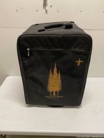 Front view of black Sequoia Grove Winery rolling case