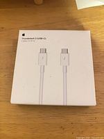 Front of sealed Apple Thunderbolt 3 USB-C cable box showing 0.8 m length
