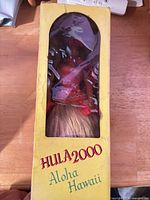 Front of HULA2000 Aloha Hawaii doll box with clear window showing doll