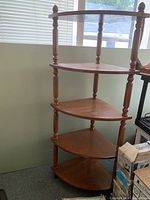 Full view of 5-tier wooden corner shelf