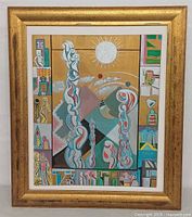 Front view of framed abstract painting