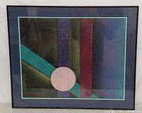 Front view of framed abstract artwork showing full composition and frame