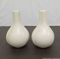 Front view of both white modernist vases