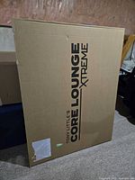 Front of sealed cardboard box with product branding