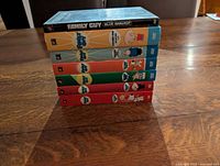 Stacked view of all seven DVD cases