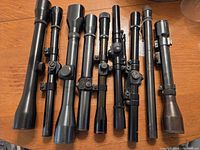 All eight scopes lined up on table, showing overall quantity and variety