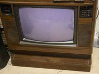 Front view of Mitsubishi wood console TV