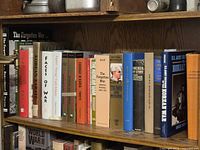 Full shelf view showing majority of war history books