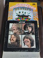 Front jackets of Let It Be, Magical Mystery Tour, White Album