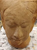 Front view of terracotta head bust