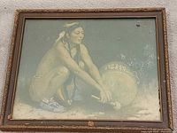 Front view showing entire framed Couse print, subject, frame details and wear