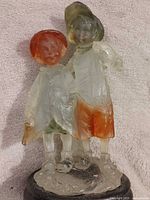 Full view of resin boy and girl figurine