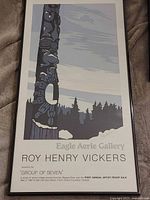 Full view of framed Roy Henry Vickers Group of Seven lithograph poster