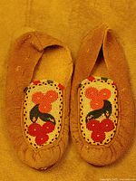 Top view of both moccasins showing beadwork and overall wear