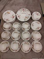 overall view of dinnerware pieces laid out