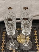 Set of four Zajecar lead crystal champagne flutes