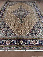 Full view of Ardabil rug showing field and borders