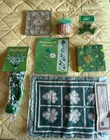 Overview of all St. Patrick's Day décor items laid out