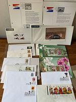 Overview of all envelopes, album pages, souvenir sheet and orchid cards
