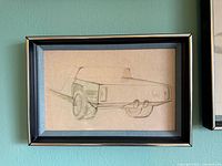Framed pencil concept sketch of Lamborghini Cheetah rear angle