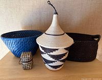 All four woven baskets displayed together