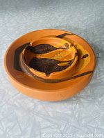 Top view of ceramic ashtray showing glaze pattern and form