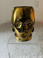 Front view of gold C-3PO sculpted mug