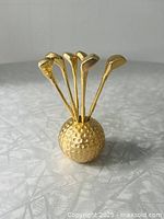 Full view of gold-tone holder with picks inserted