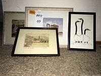 Group view of all four framed artworks
