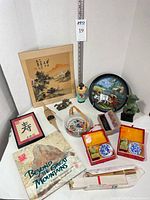 Overall view of lot showing all Asian decorative items