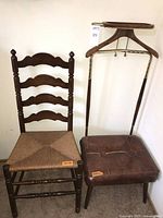 Full view of valet chair and ladder-back chair