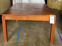 Full frontal view of wood coffee table