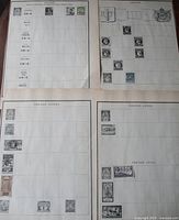 Overview of four album pages with mounted French and colonial stamps