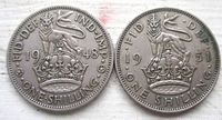 Both coins reverse showing 1948 and 1951 dates, crowned lion design