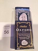 Front of sealed Helix Oxford mathematical instruments set