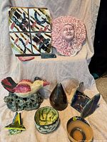 All ten ceramic pieces grouped for size and condition reference