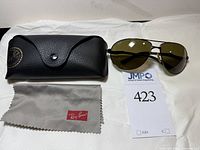 Sunglasses with case and cloth displayed