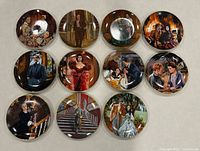 Front view of all eleven Gone with the Wind plates