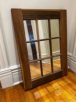 Front view of the six-pane pine window mirror