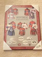 Front view of unopened Montreal Canadiens wall art showing jersey collage and shrink wrap