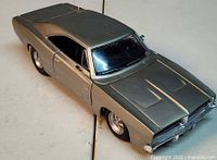 Front left view of die-cast 1969 Dodge Charger R/T