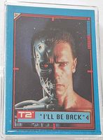 Front view of top card showing Arnold Schwarzenegger Terminator image in plastic case