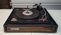 Top view of Electrophonic turntable showing platter, tonearm, controls