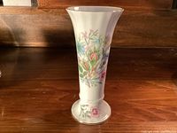 Front view showing floral pattern and shape