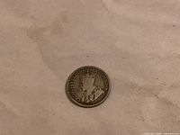 Obverse of 1917 5 cent coin showing King George V portrait and legend