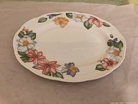 Top view of floral rimmed oval platter