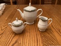 Teapot, creamer, covered sugar bowl group shot