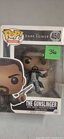 Front view of boxed Funko Pop! Movies The Dark Tower #450 The Gunslinger figure